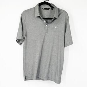 Travis Mathew Gray Stripe Golf Polo Shirt 60% Pima Cotton